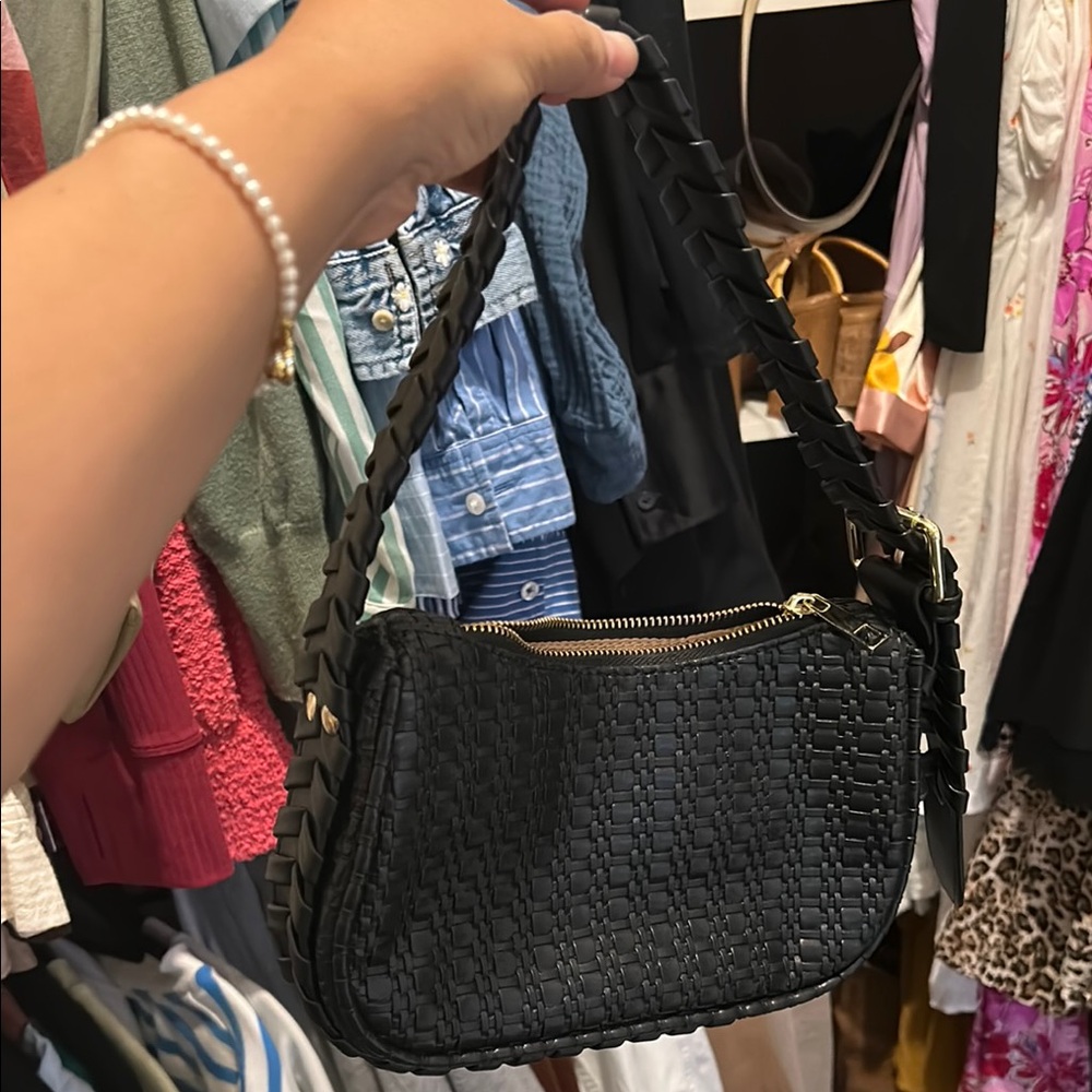 NWT Jules Kae Black Woven Shoulder Bag